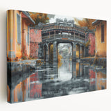 Large abstract canvas art in muted gray and blue tones, ideal for kitchen wall decor.