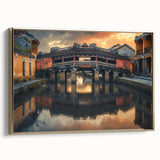 Framed canvas depicting a serene landscape scene in muted earth tones, ideal for bedroom wall art.