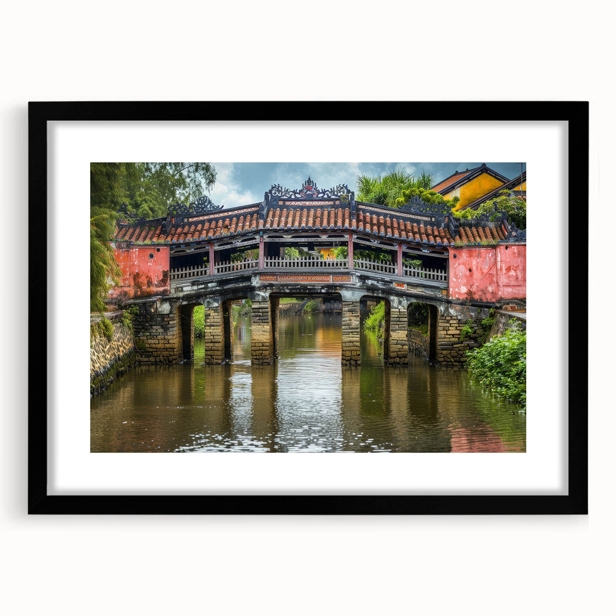 Extra large abstract art print with vibrant, textured colors on a framed canvas, ideal for living room decor.