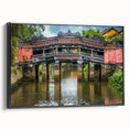 Framed canvas featuring a black and white landscape art painting, ideal for bedroom decor.