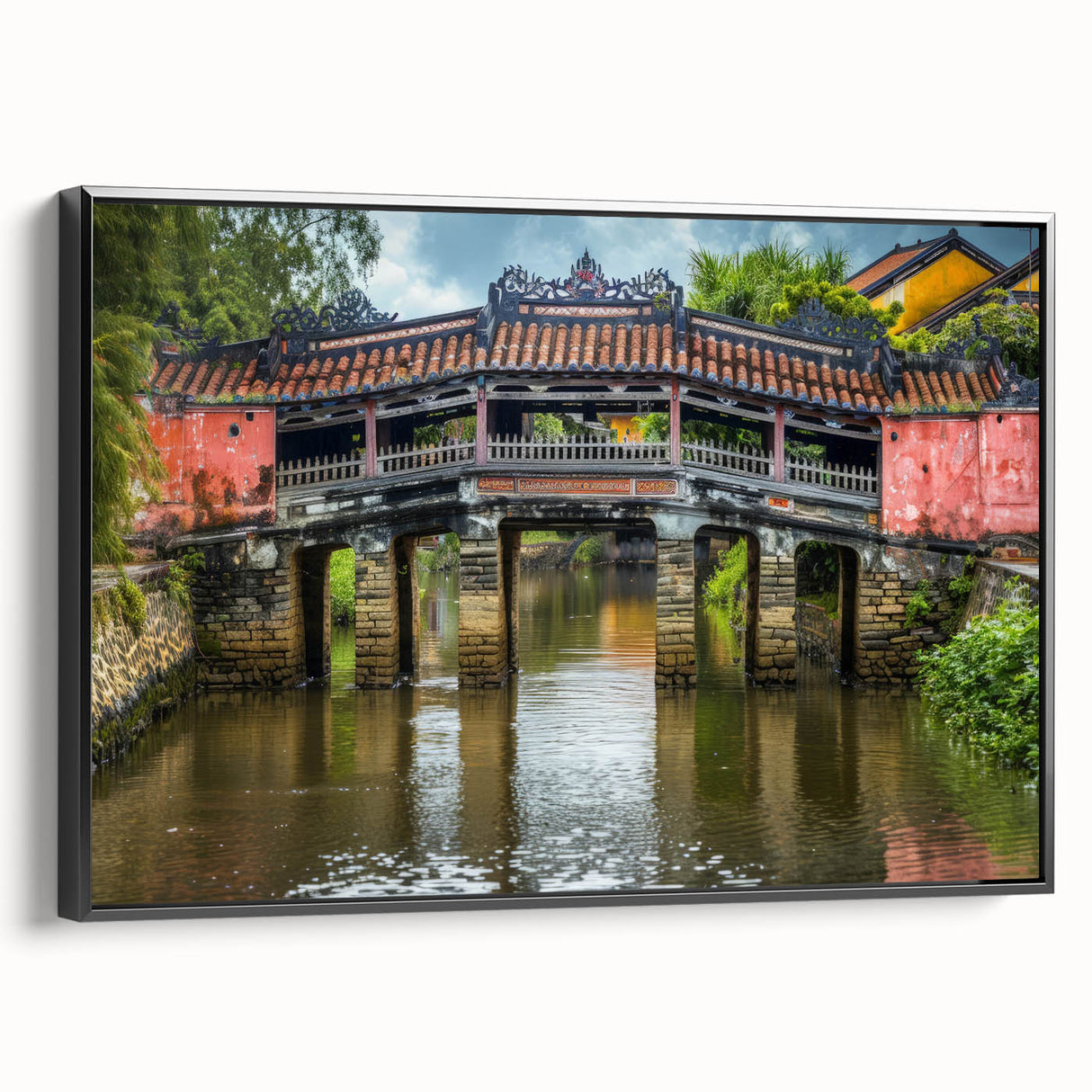Framed canvas featuring a black and white landscape art painting, ideal for bedroom decor.
