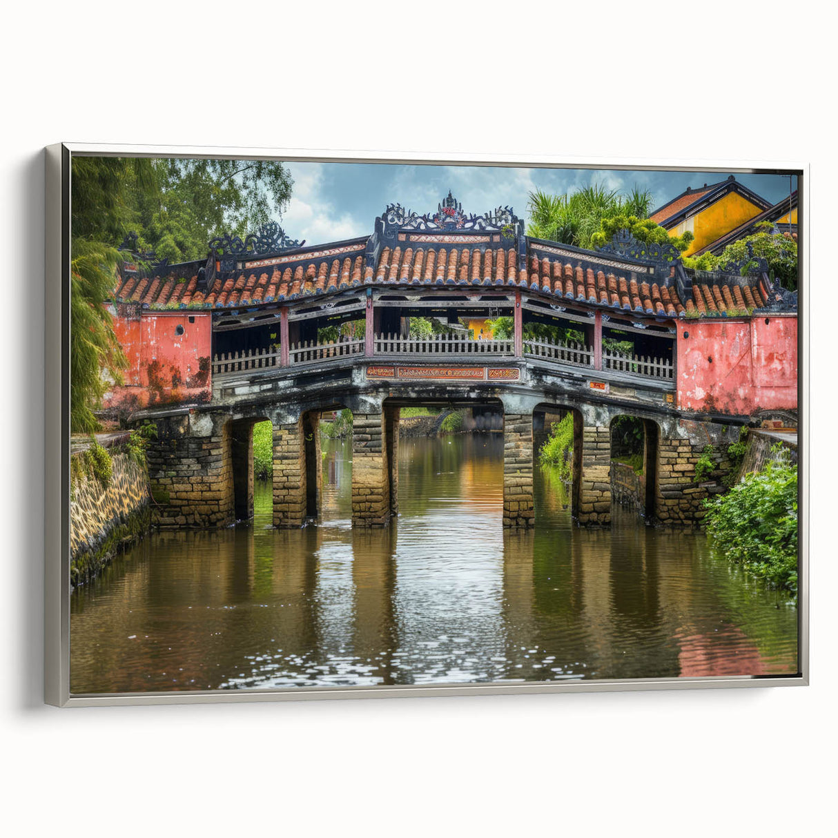 Landscape art painting on framed canvas.