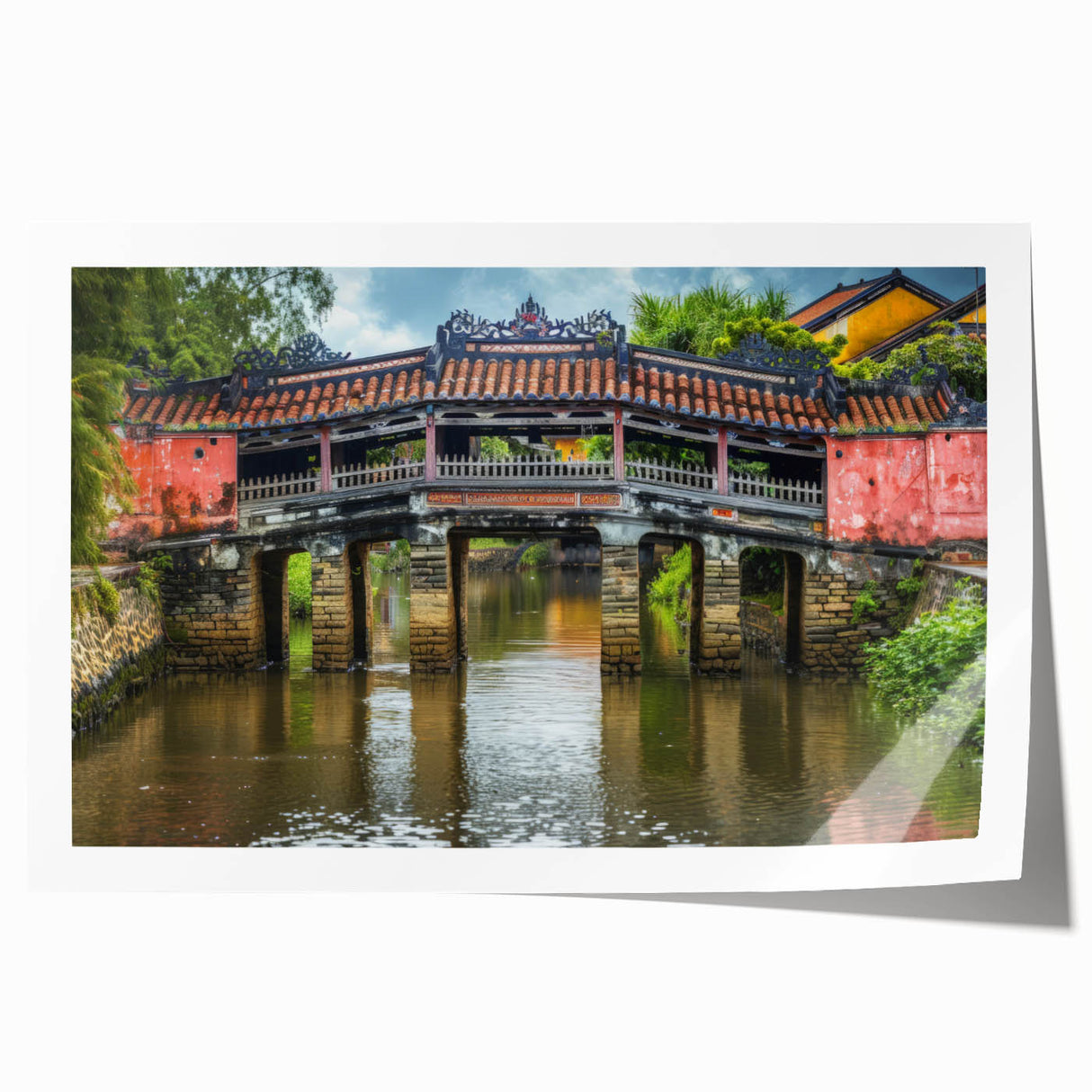 Extra large rolled canvas print of vibrant pink and white floral art.