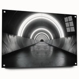 Large abstract wall art in blues and greens on acrylic glass, ideal for modern bedroom or dining room decor.