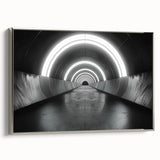 Framed vintage poster art on canvas featuring a colorful abstract design, ideal for extra large living room wall art.