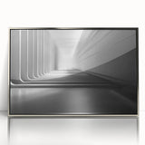 Art deco poster featuring geometric patterns in silver and black on acrylic, ideal for modern nursery wall decor.