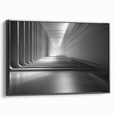 Black and white landscape painting on framed canvas, featuring a serene river scene, ideal for bedroom wall art.