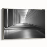 Vintage poster art on framed canvas depicting colorful abstract shapes, ideal for extra large wall art in a living room.