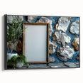 Black and white framed canvas featuring a vintage landscape painting, ideal for bedroom wall art.