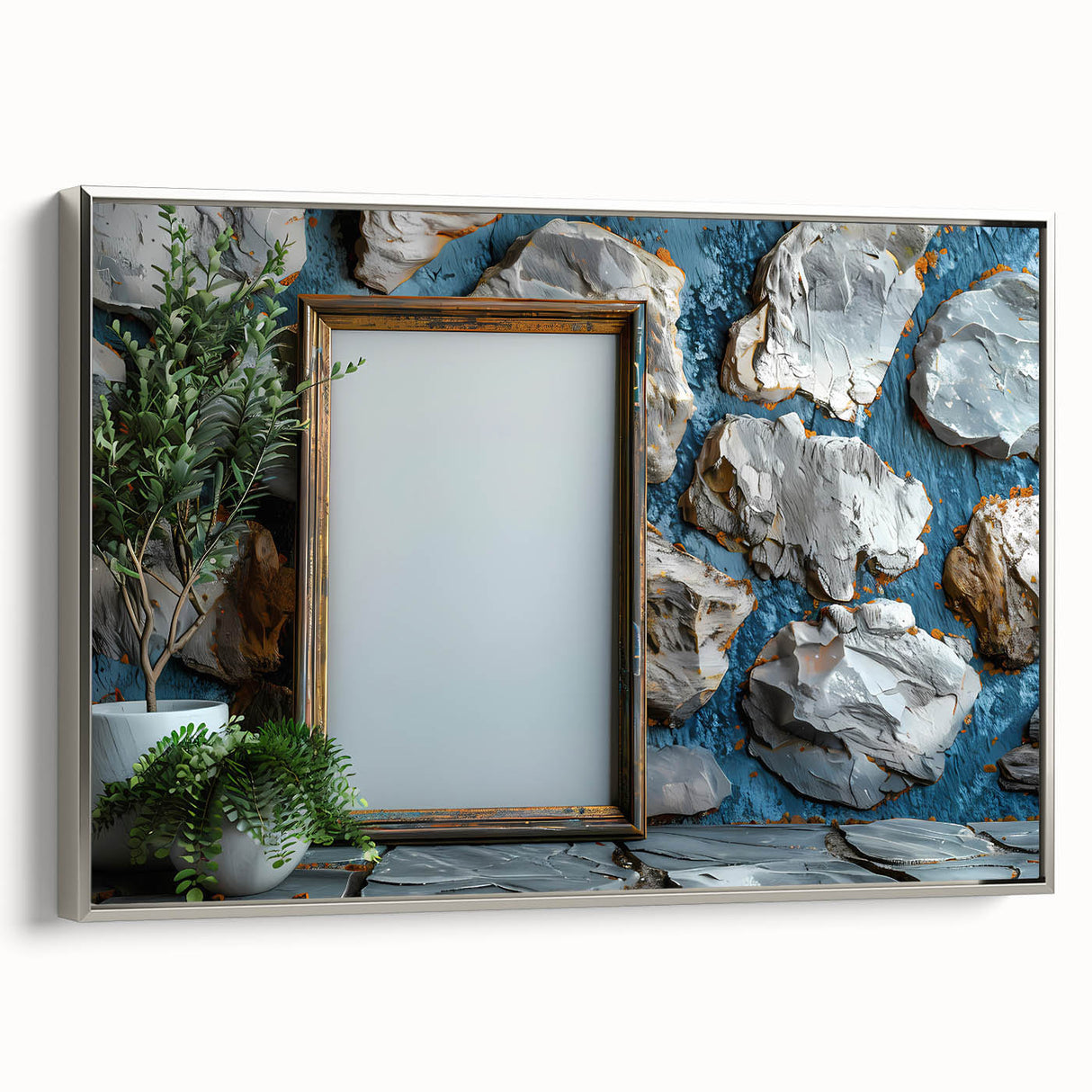 Landscape art painting of a colorful forest scene on a framed canvas, ideal for living room decor.