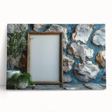 Large black and white abstract print on stretched canvas, ideal for kitchen wall art or bedroom ambiance.