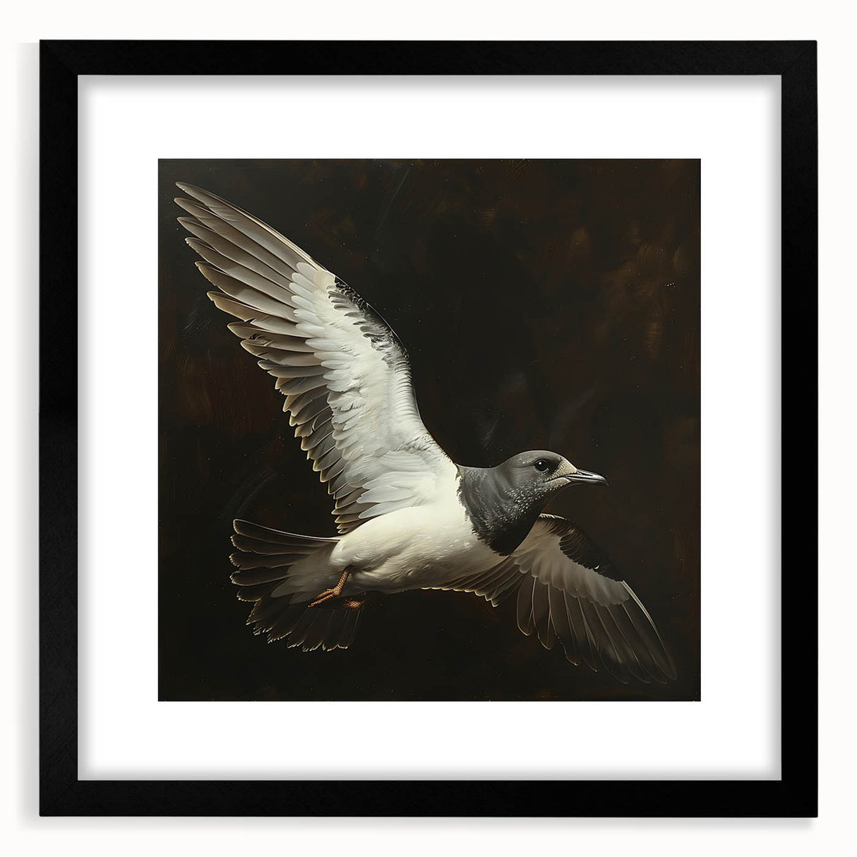 Black frame with a white mat showcasing a vibrant landscape painting, highlighting rich colors and intricate details, perfect for modern home decor.