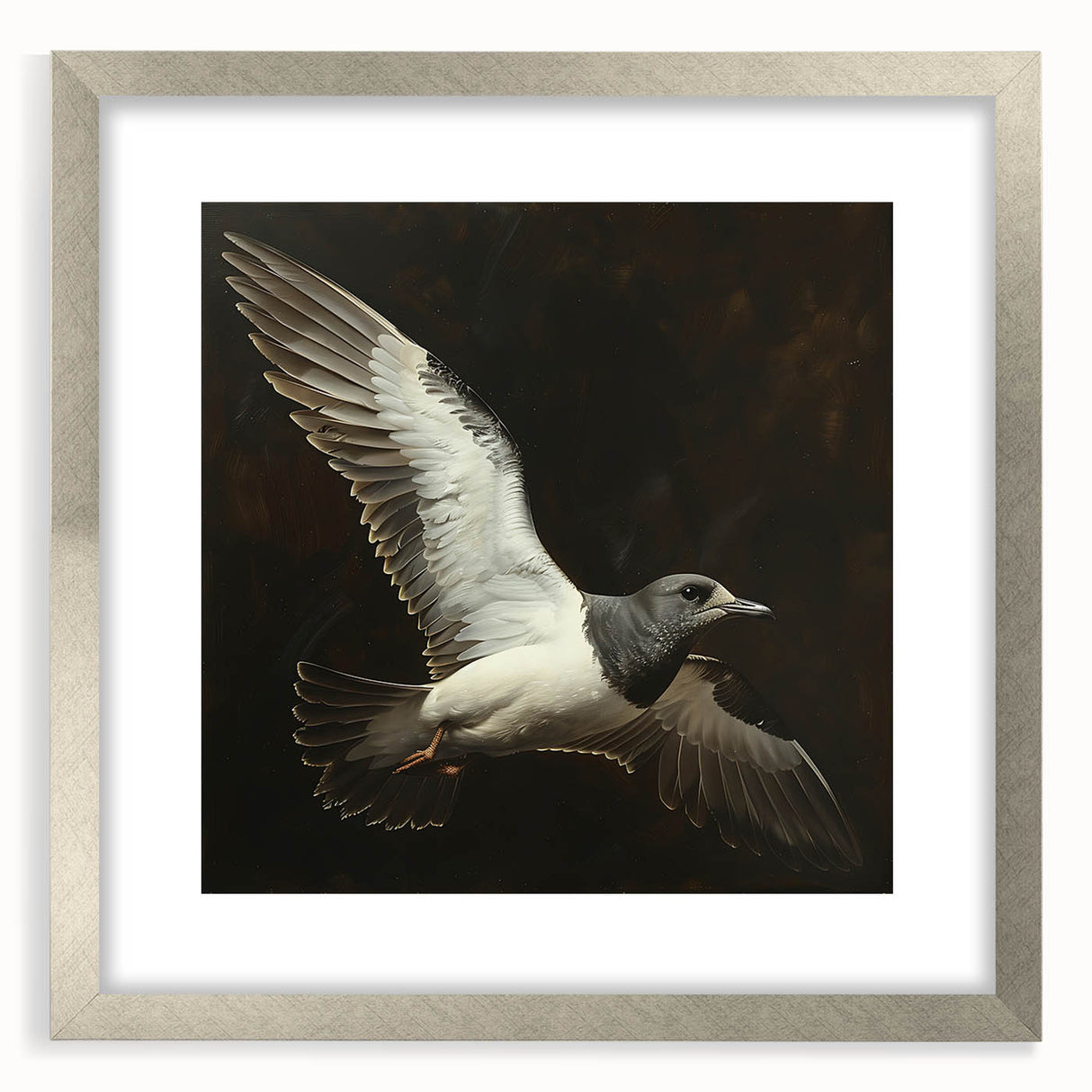 Silver-framed picture mat showcasing an elegant front view of a modern art piece, highlighting its sleek design and sophisticated aesthetic for home decor.