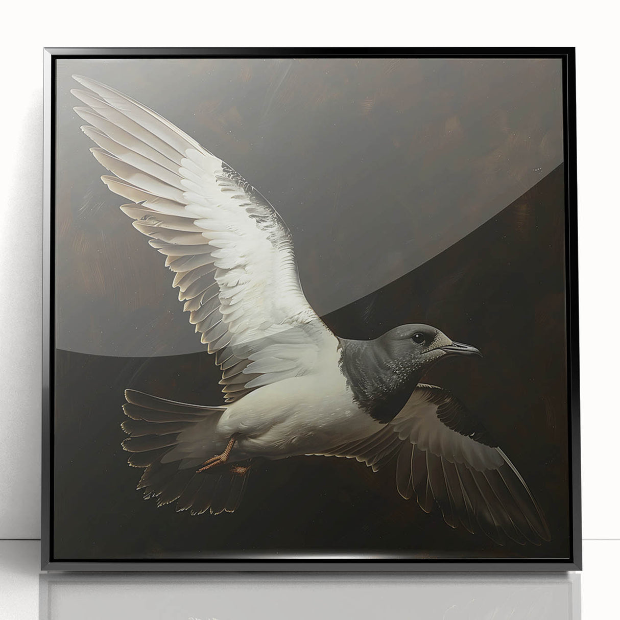 Framed acrylic print showcasing a stunning black abstract design, set against a sleek, modern background, ideal for contemporary home decor and art enthusiasts.