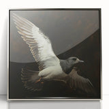 Framed acrylic print showcasing a stunning silver abstract design, elegantly displayed from the front view to highlight its reflective quality and modern aesthetics. Perfect for contemporary home decor.