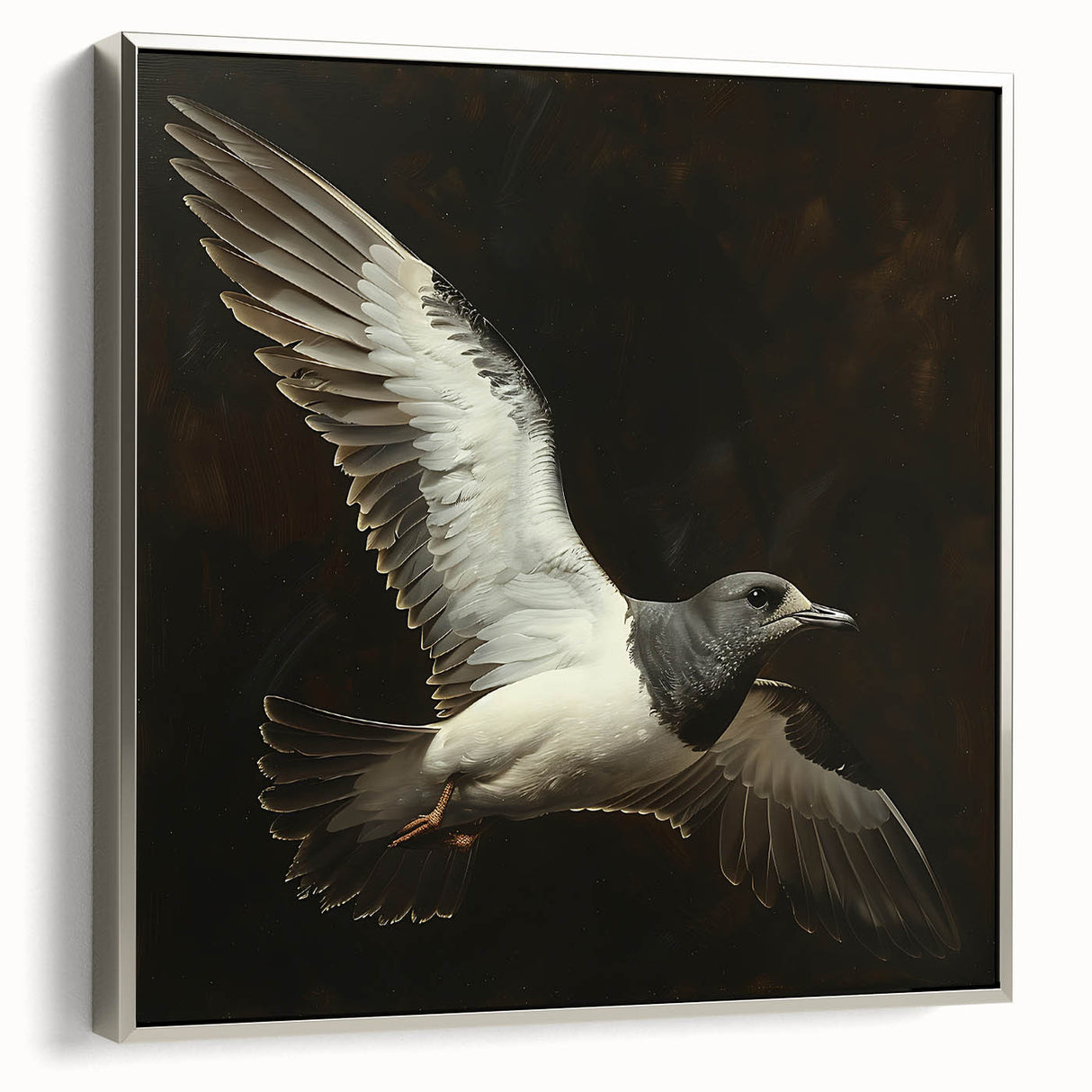 Framed canvas showcasing a stunning silver side view design, ideal for modern decor. Perfect for adding a touch of elegance to any living space or gallery.