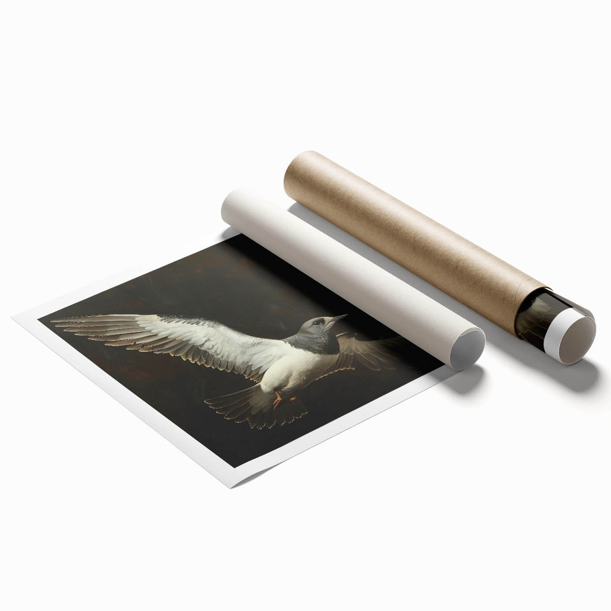 Rolled canvas print showcasing vibrant abstract African wall art with intricate designs, presented in a protective cardboard tube for safe storage and transport.