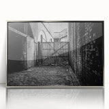 Mid-century modernist art of abstract shapes in muted tones on a framed acrylic print, suitable for nursery wall decor.