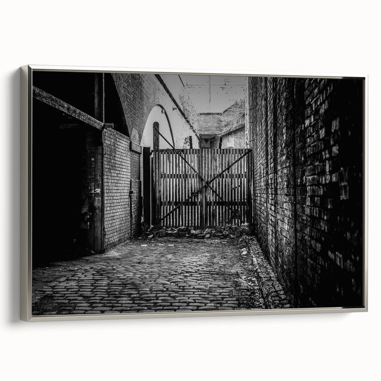 Framed canvas featuring a vintage landscape painting with colorful art in black tones, ideal for living room decor.