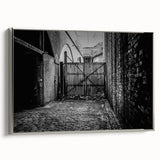 Framed canvas featuring a vintage landscape painting with colorful art in black tones, ideal for living room decor.
