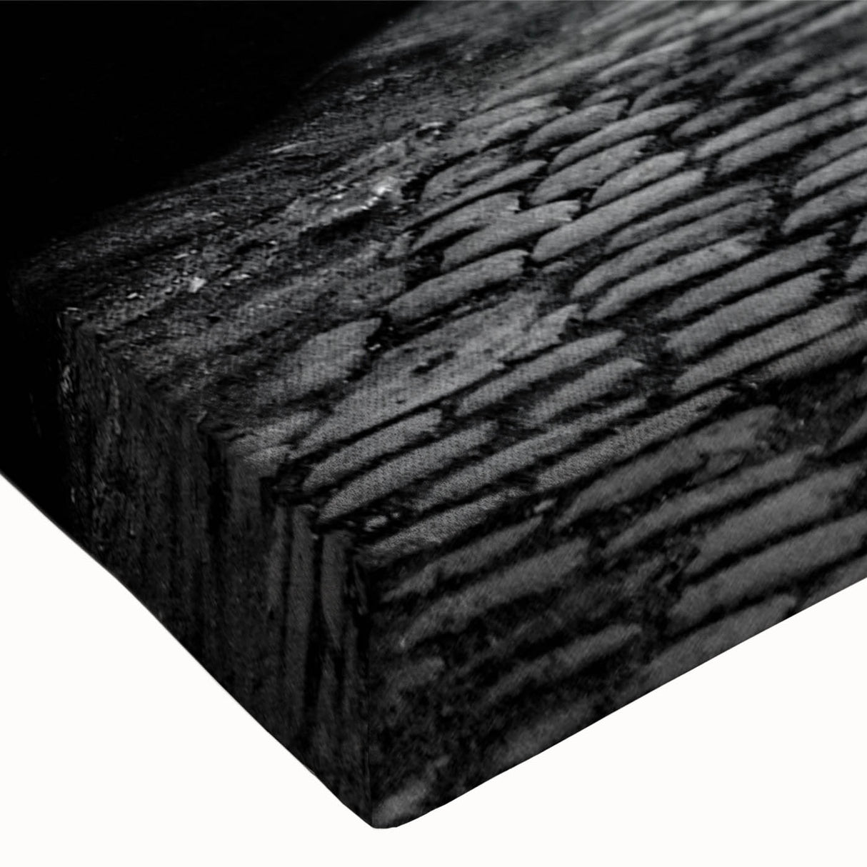 Large art of a black and white landscape painting on stretched canvas, suitable for bedroom decor.