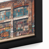Extra large framed canvas featuring textured, colorful abstract patterns on a black background, ideal for living room decor.