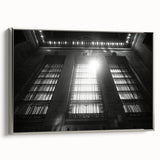 Extra large framed canvas featuring vintage poster art of colorful, abstract patterns, ideal for living room decor.