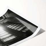 Extra large rolled canvas featuring line art flowers in black on white, ideal for large living room wall art.