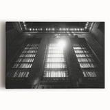 Black and white abstract design on large stretched canvas, featuring fluid patterns, ideal for kitchen wall art.