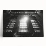 Large black and white abstract print on stretched canvas, ideal for kitchen wall art or bedroom ambiance.