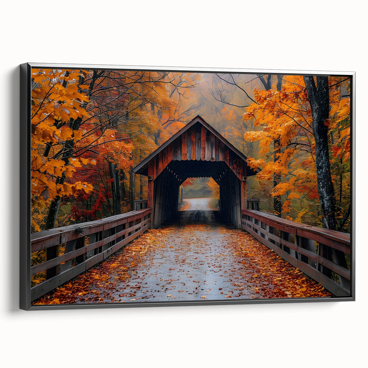Black and white landscape art painting on framed canvas, depicting a serene rural scene, ideal for bedroom wall decor.