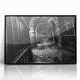 Large abstract wall art on acrylic, featuring swirling blue and gray tones, framed, suitable for modern art wall decor.