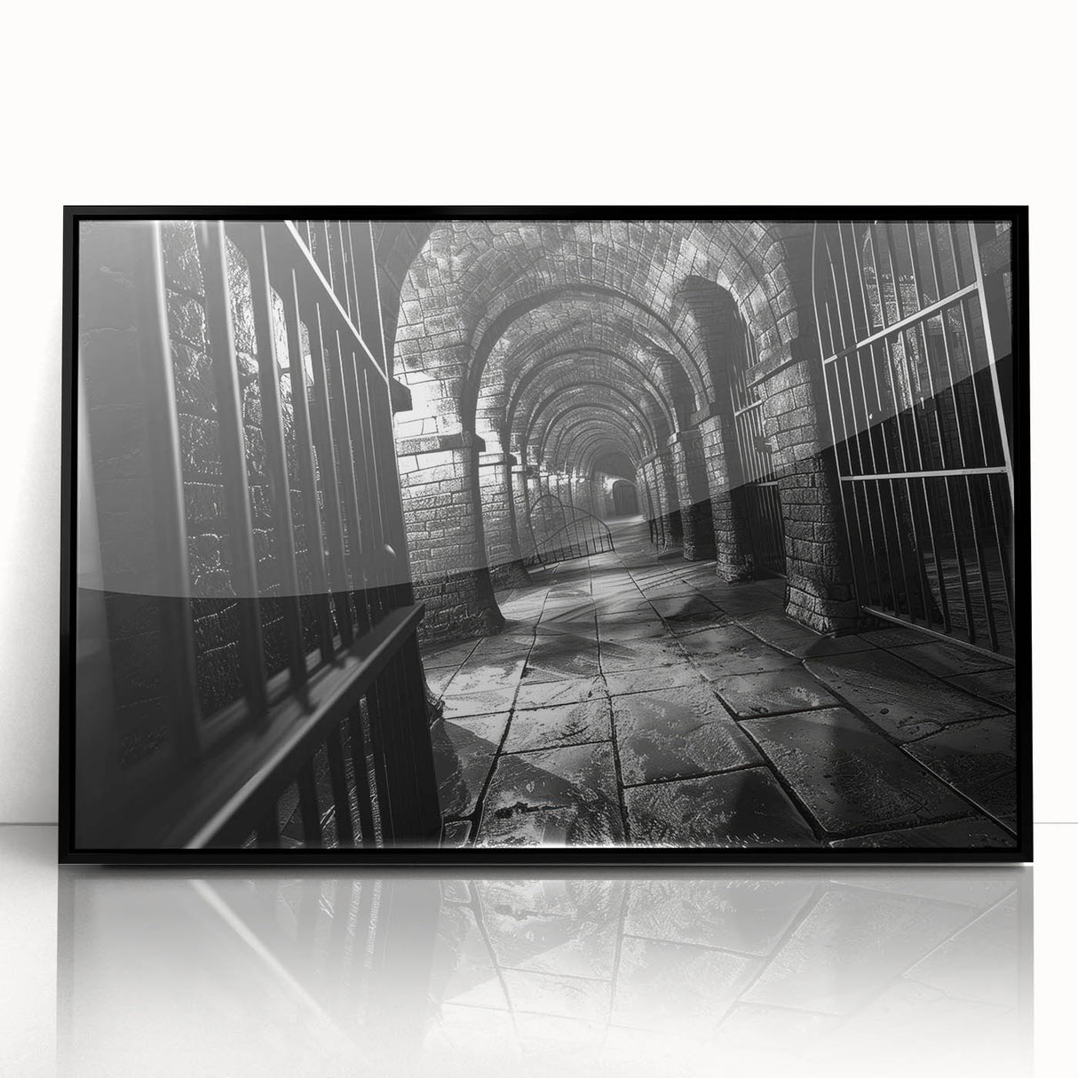 Large abstract wall art on acrylic, featuring swirling blue and gray tones, framed, suitable for modern art wall decor.