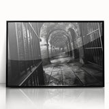 Large abstract wall art on acrylic, featuring swirling blue and gray tones, framed, suitable for modern art wall decor.