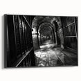 Framed canvas of a black and white vintage landscape painting, ideal for bedroom wall decor.