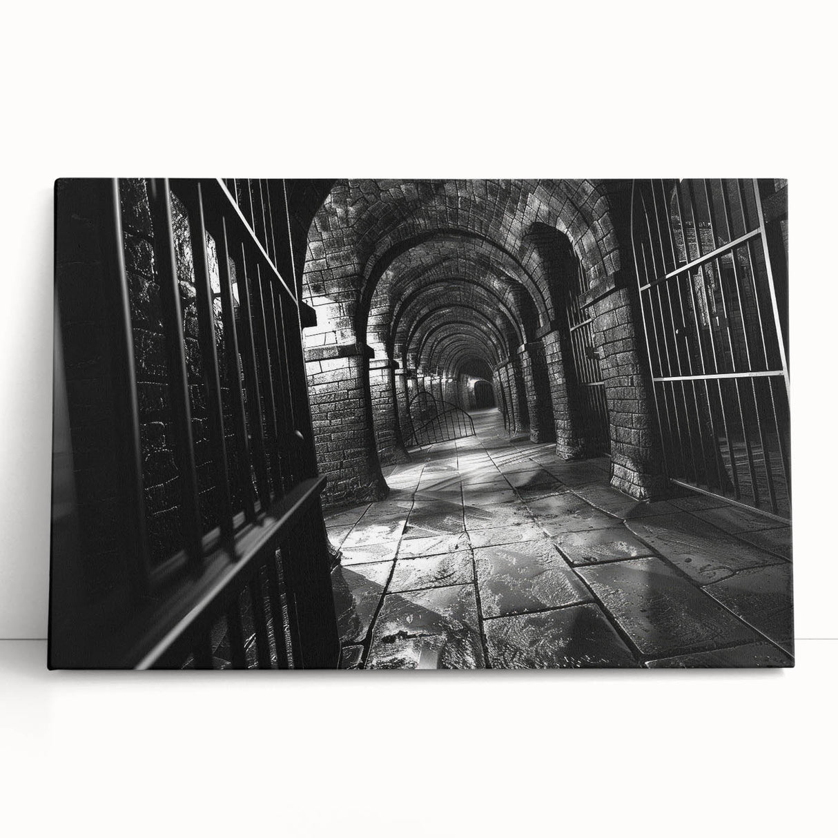 Large black and white abstract design on stretched canvas, ideal for kitchen wall art or bedroom ambiance.