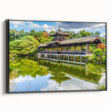 Black and white framed canvas of a vintage landscape painting, ideal for bedroom wall decor.