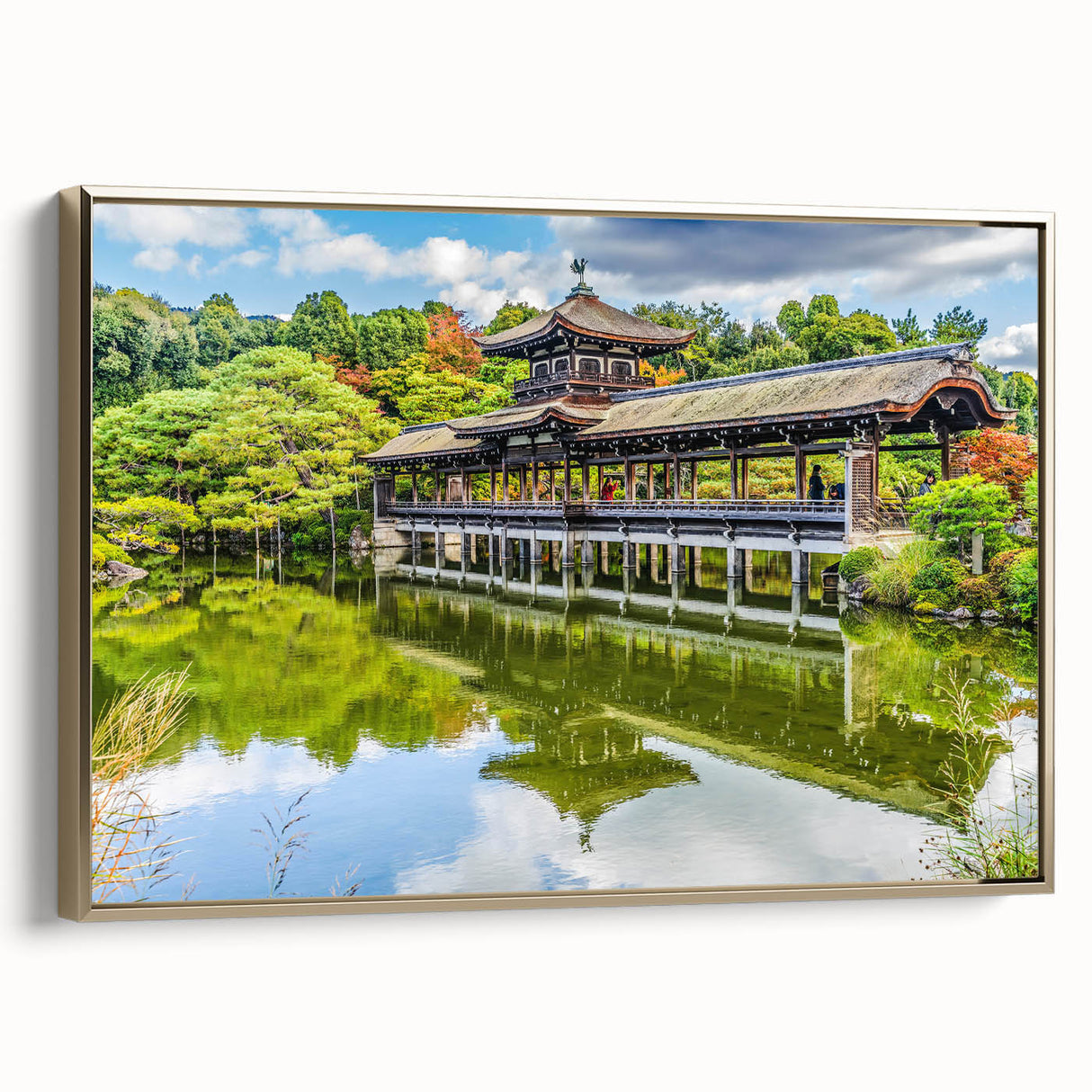 Framed canvas depicting a black and white vintage landscape painting, ideal for bedroom wall art.