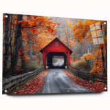 Large abstract wall art in vibrant orange and blue tones on acrylic glass, suitable for bedroom or dining room decor.