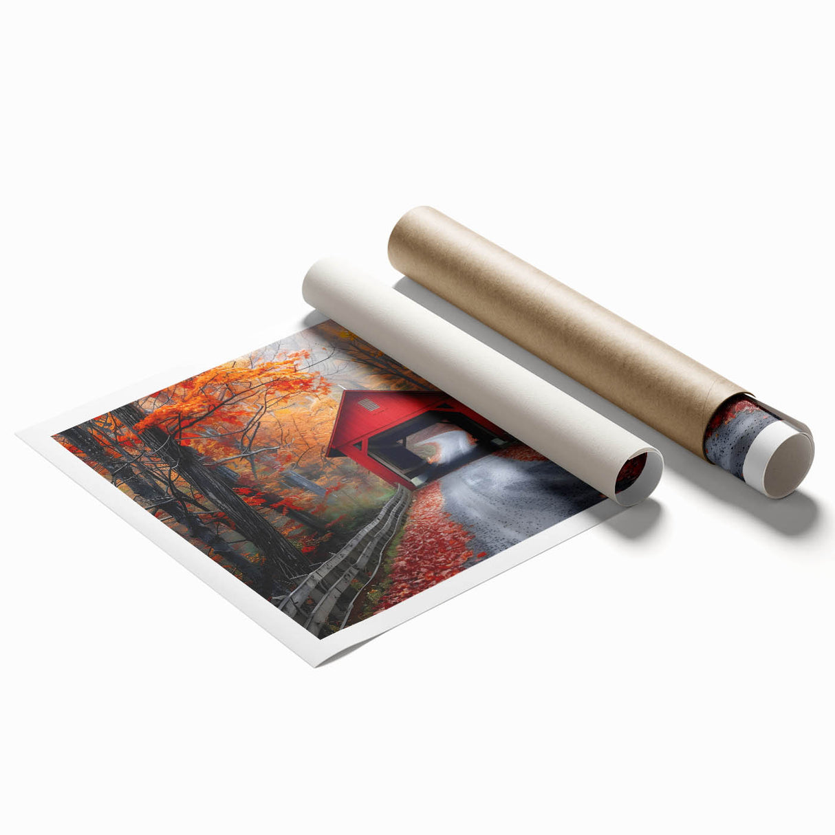 Extra large rolled print of colorful floral art on a white background.
