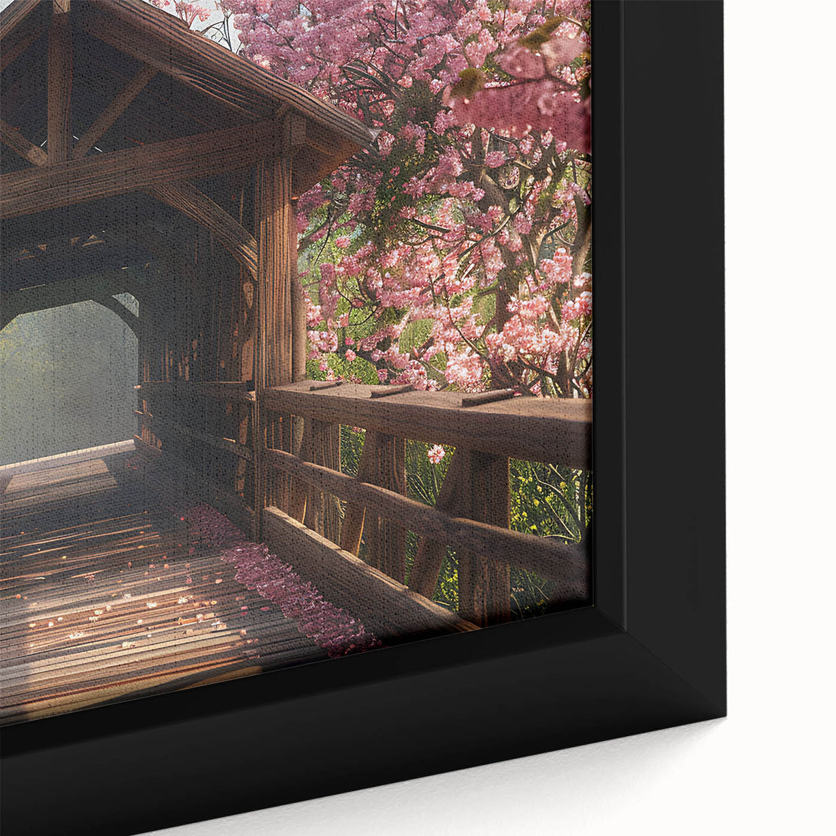 Close-up of black wall art on canvas featuring colorful, textured abstract patterns, ideal for living room decor.