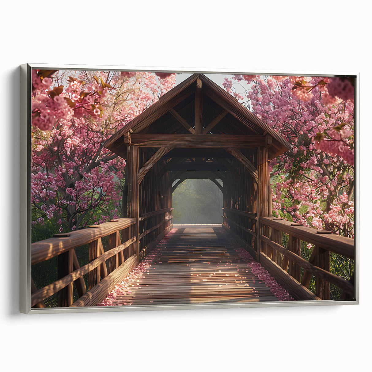 Framed canvas depicting a vintage landscape art painting with muted earth tones, ideal for office or study decor.