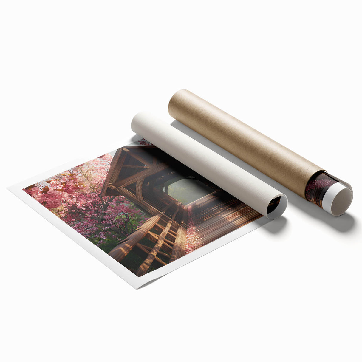 Extra large rolled canvas featuring a floral art design in muted pastel shades, suitable for bathroom or living room decor.