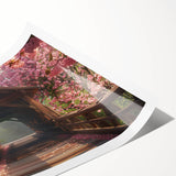 Extra large wall art featuring black and white line art flowers on a rolled canvas, ideal for large living room decor.