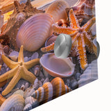 Large abstract wall art on acrylic glass featuring swirling blue and white patterns.