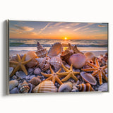 Framed canvas of a vintage landscape painting featuring a colorful forest under a muted sky, ideal for living room decor.