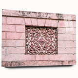 Large abstract wall art in shades of blue and gray on acrylic glass, suitable for bedroom or dining room decor.