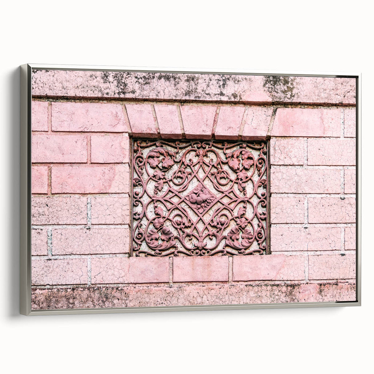 Framed canvas featuring a vintage landscape art painting with vibrant colors on a black background.