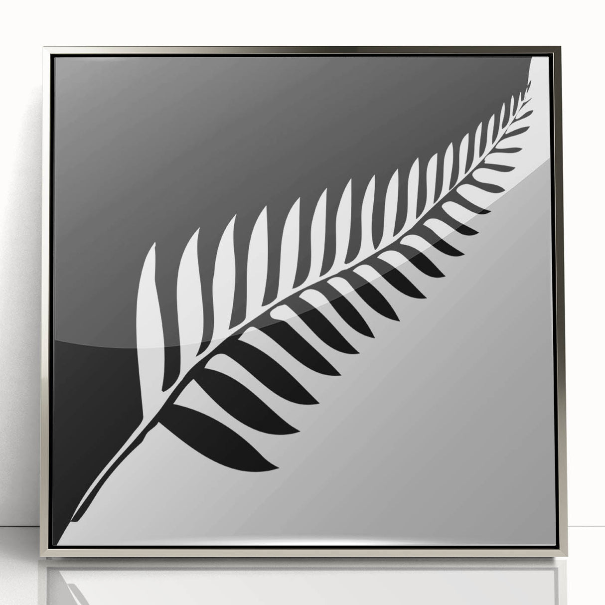 Framed acrylic artwork showcasing a shimmering silver design, elegantly displayed from the front view, perfect for modern home decor and art enthusiasts.