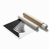 Rolled canvas print showcasing vibrant African tribal art, featuring intricate patterns and earthy colors, securely packaged in a protective cardboard tube.